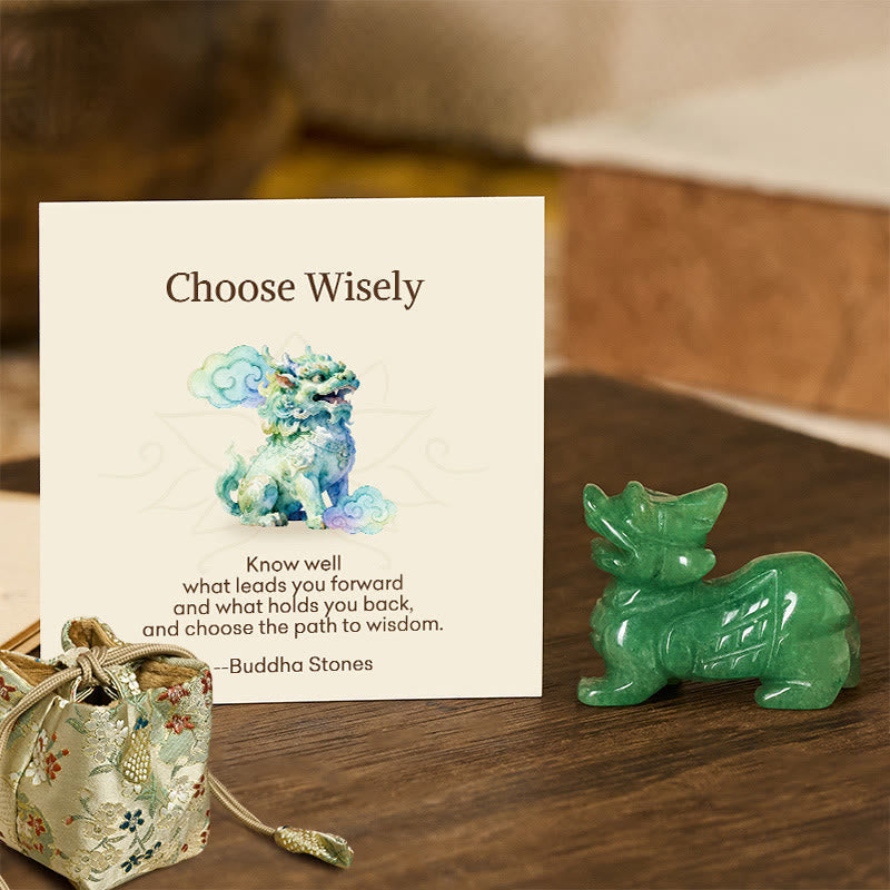 Nimara Ritual "Choose Wisely" Natural Small PiXiu Green Aventurine Luck Decoration Includes Gift Message Card