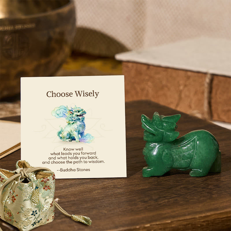 Nimara Ritual "Choose Wisely" Natural Small PiXiu Green Aventurine Luck Decoration Includes Gift Message Card