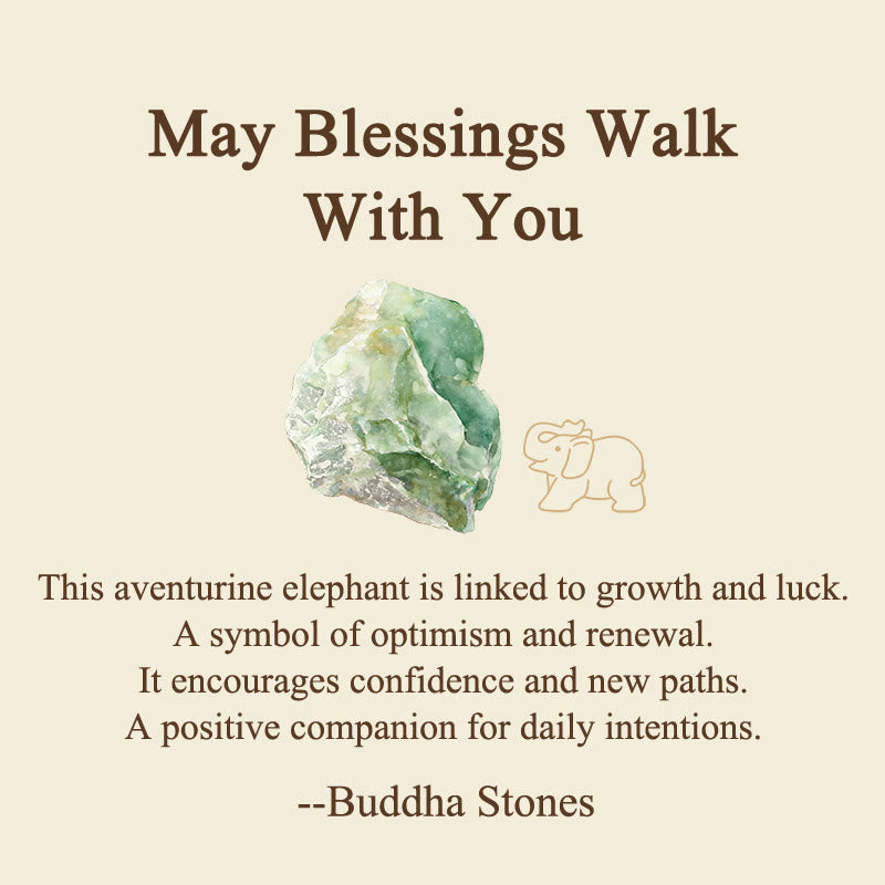 Nimara Ritual ''May Blessings Walk With You'' Natural Small Elephant Amazonite Amethyst Jade Black Obsidian Stone Decoration Includes Gift Message Card