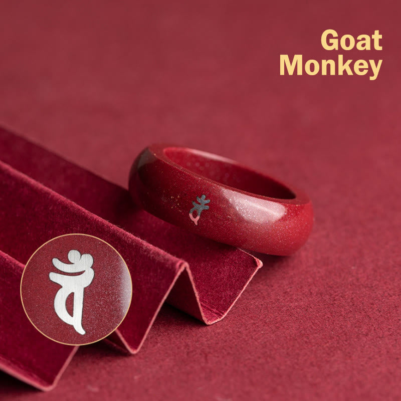 Nimara Ritual Chinese Zodiac Year Of The Horse Cinnabar Blessing Ring