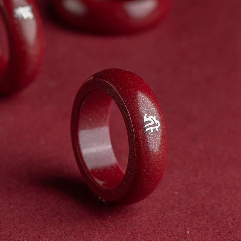 Nimara Ritual Chinese Zodiac Year Of The Horse Cinnabar Blessing Ring