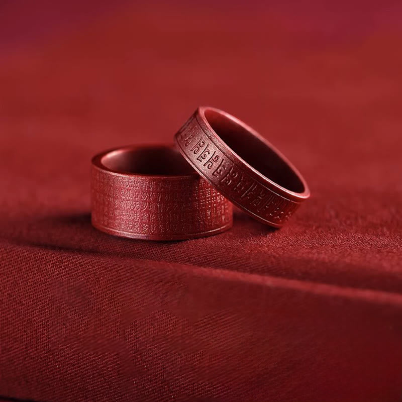 Nimara Ritual Cinnabar Om Mani Padme Hum Heart Sutra Blessing Ring