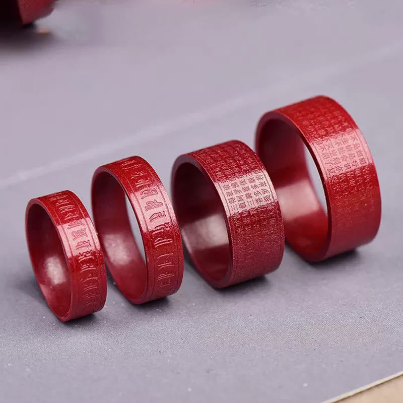 Concentration Blessing Cinnabar Om Mani Padme Hum Heart Sutra Ring