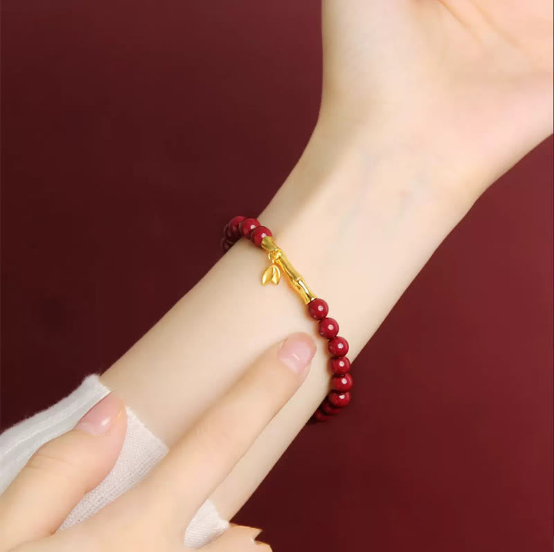 Nimara Ritual Bamboo Cinnabar 925 Sterling Silver Concentration Bracelet