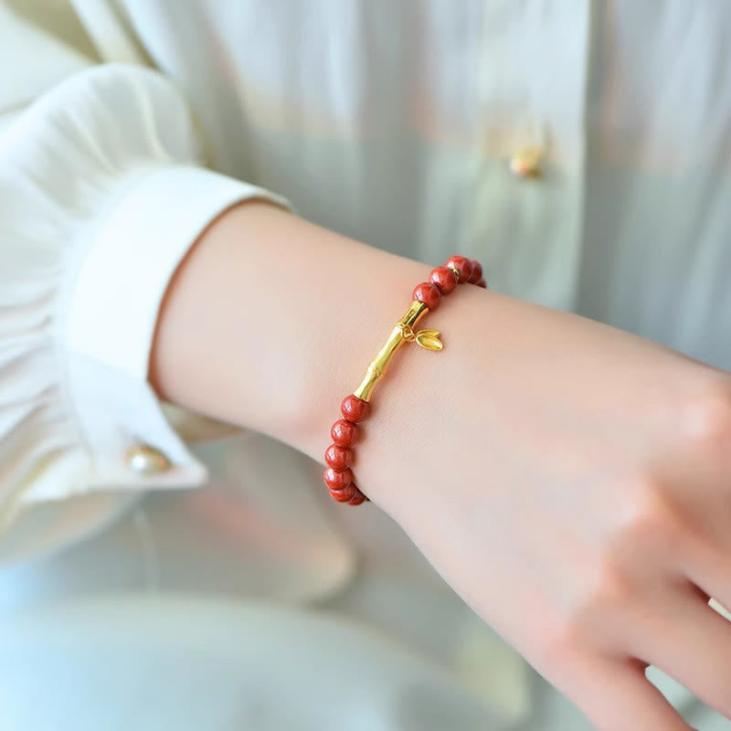 Nimara Ritual Bamboo Cinnabar 925 Sterling Silver Concentration Bracelet
