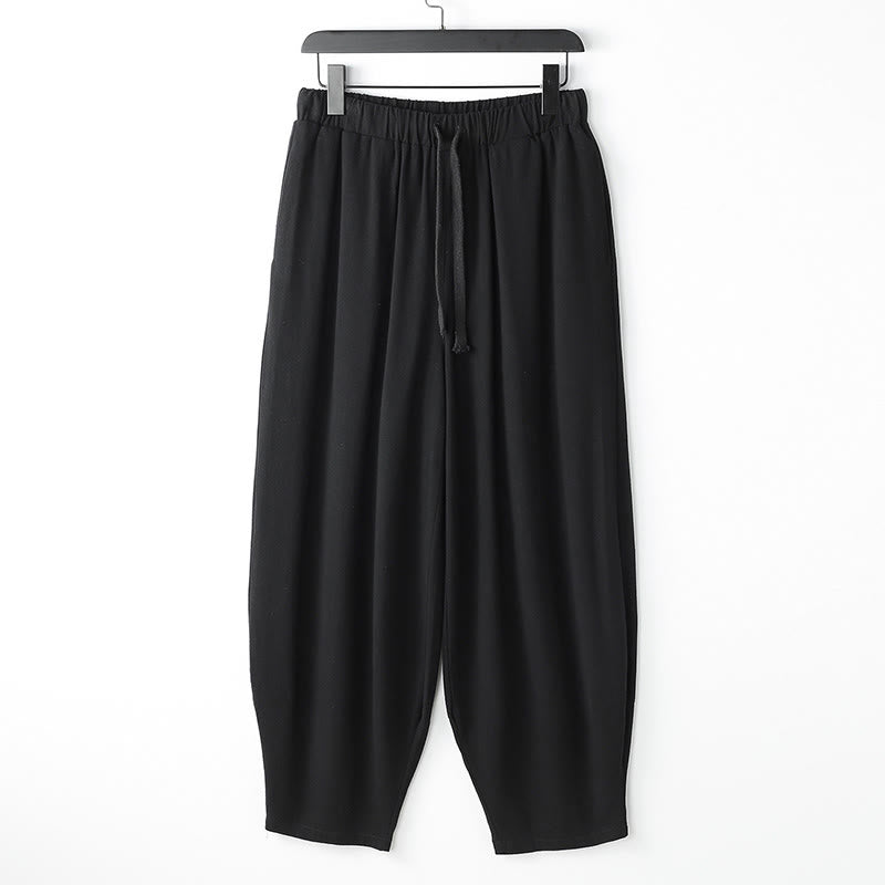 Nimara Ritual Summer Solid Color Drawstring Ankle-Length Men's Harem Pants With Pockets