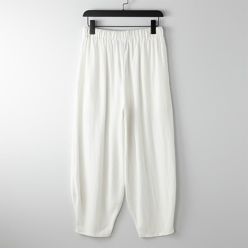 Nimara Ritual Summer Solid Color Drawstring Ankle-Length Men's Harem Pants With Pockets