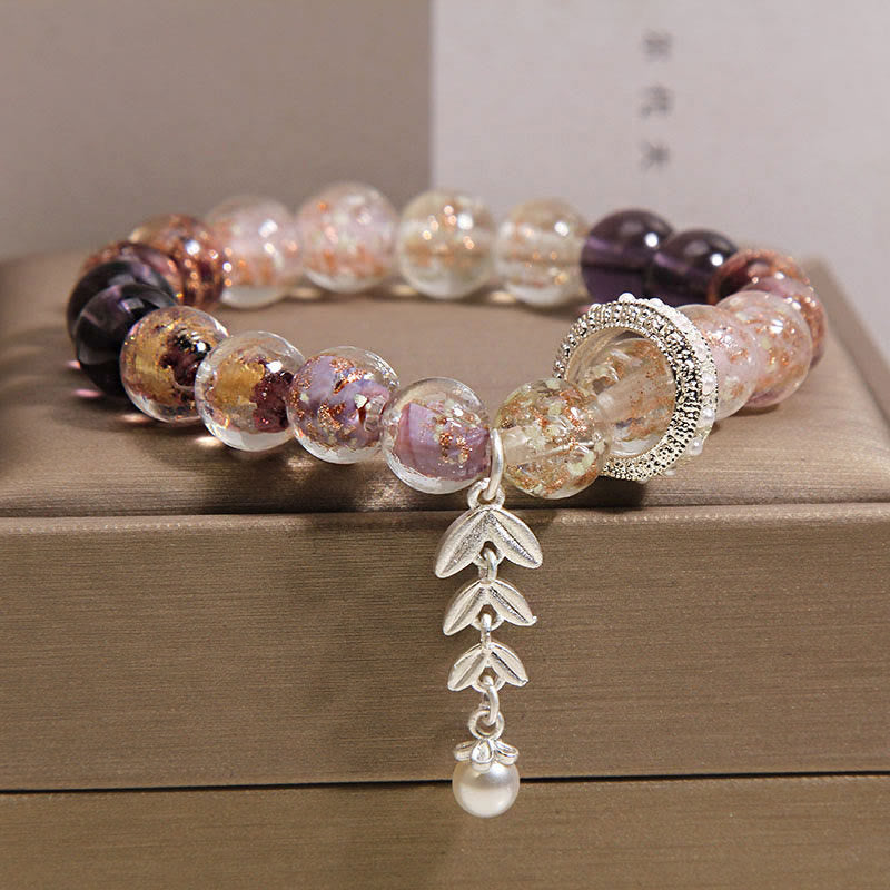 Nimara Ritual Liuli Glass Bead Wheat Ear Charm Bracelet