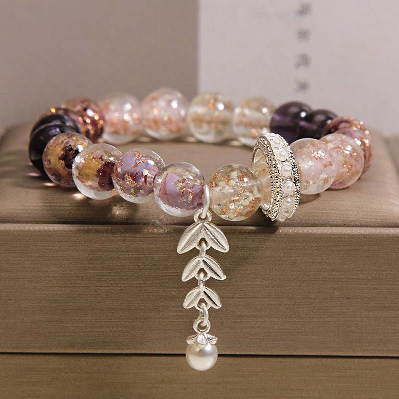 Nimara Ritual Liuli Glass Bead Wheat Ear Charm Bracelet