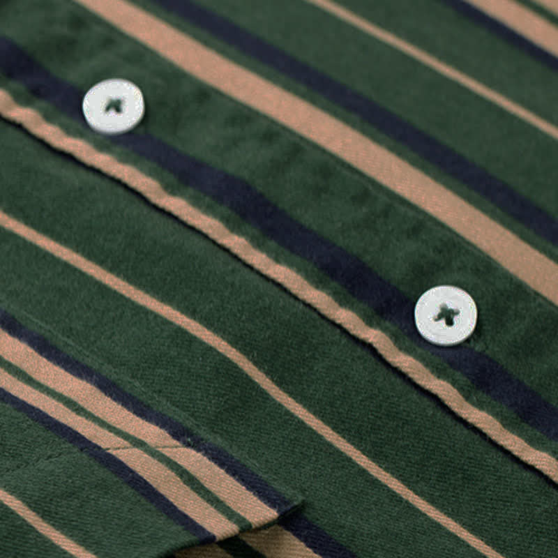 Nimara Ritual Retro Color Blocked Stripes Long Sleeve Button Men's Cotton Shirts With Pocket