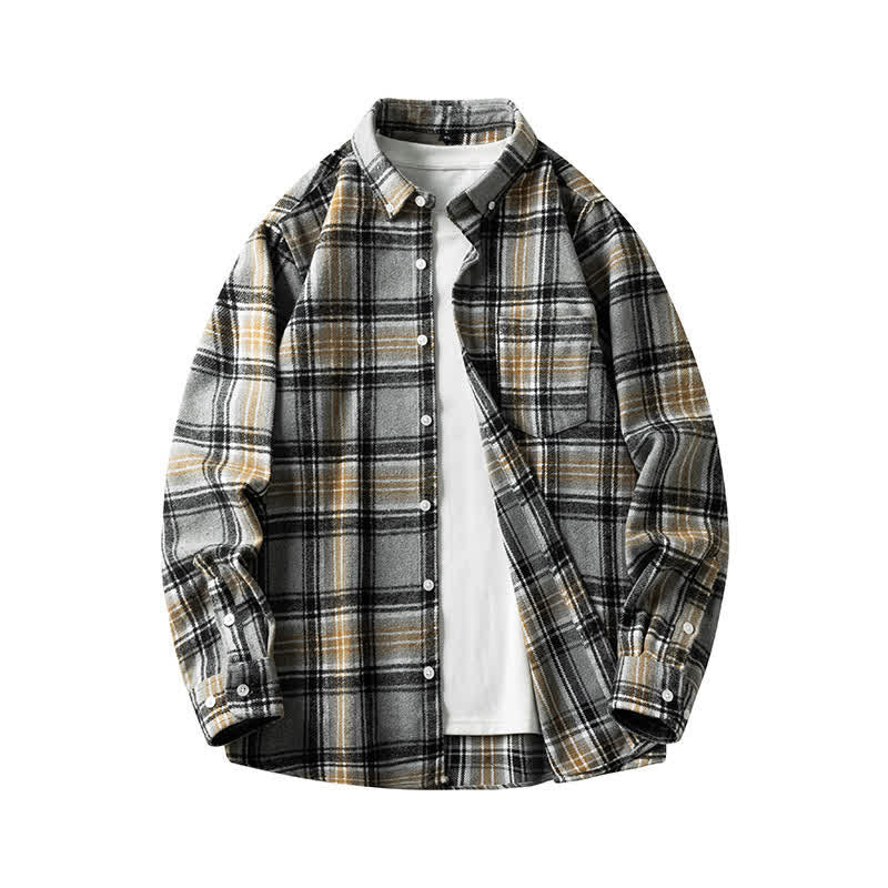 Nimara Ritual Commute Multicolor Plaid Button Men's Cotton Long Sleeve Shirts With Pocket