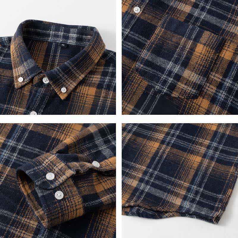 Nimara Ritual Commute Multicolor Plaid Button Men's Cotton Long Sleeve Shirts With Pocket