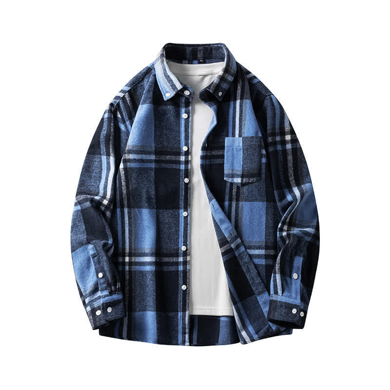 Nimara Ritual Commute Multicolor Plaid Button Men's Cotton Long Sleeve Shirts With Pocket