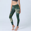 Nimara Ritual Elegant Bamboo Leaf Pattern Print Gym Leggings Women's Yoga Pants