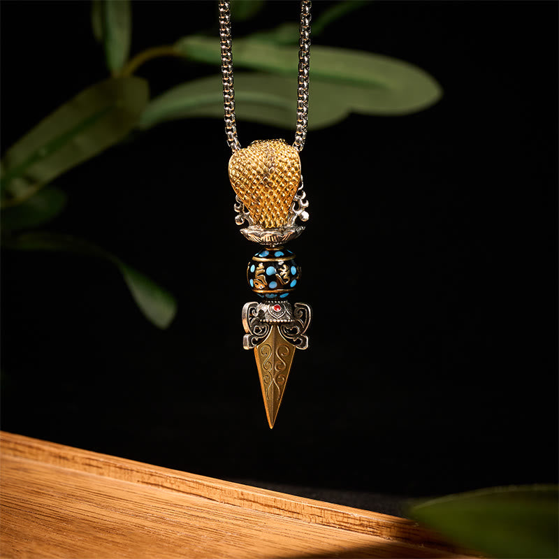 Nimara Ritual Tibetan Om Mani Padme Hum Buddha Wealth Rotation Necklace Vajra Pendant