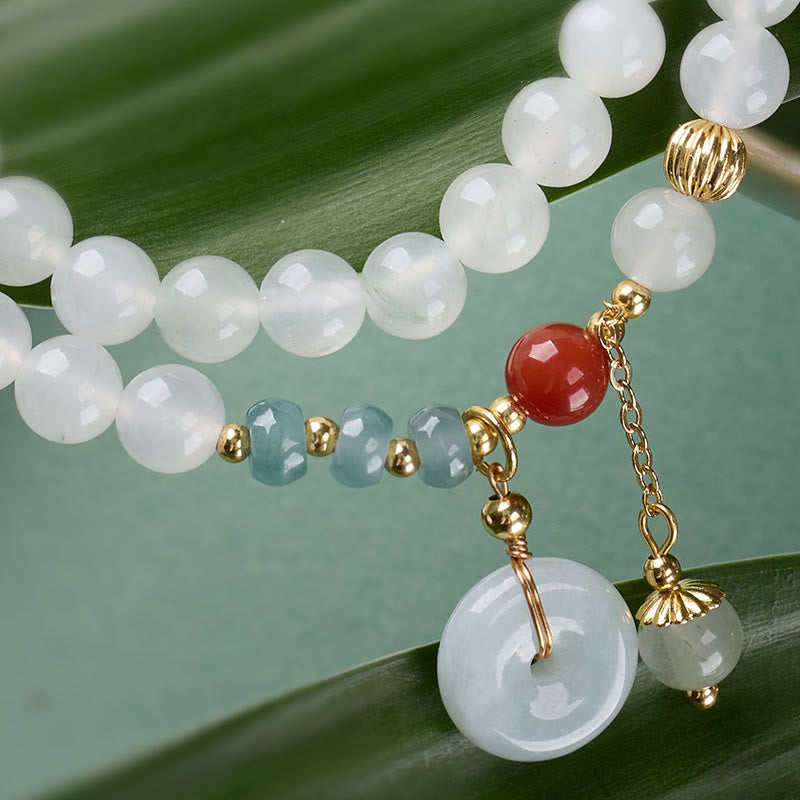Nimara Ritual Jade Peace Buckle Luck Abundance Double Wrap Bracelet