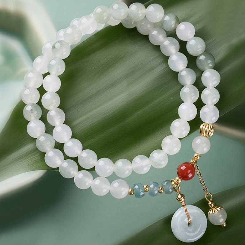 Nimara Ritual Jade Peace Buckle Luck Abundance Double Wrap Bracelet