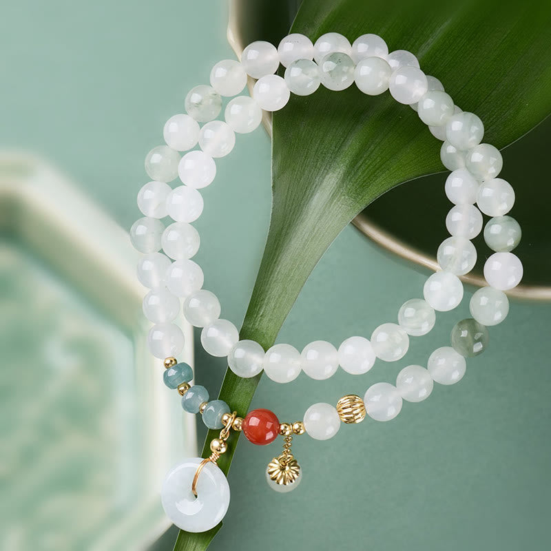 Nimara Ritual Jade Peace Buckle Luck Abundance Double Wrap Bracelet