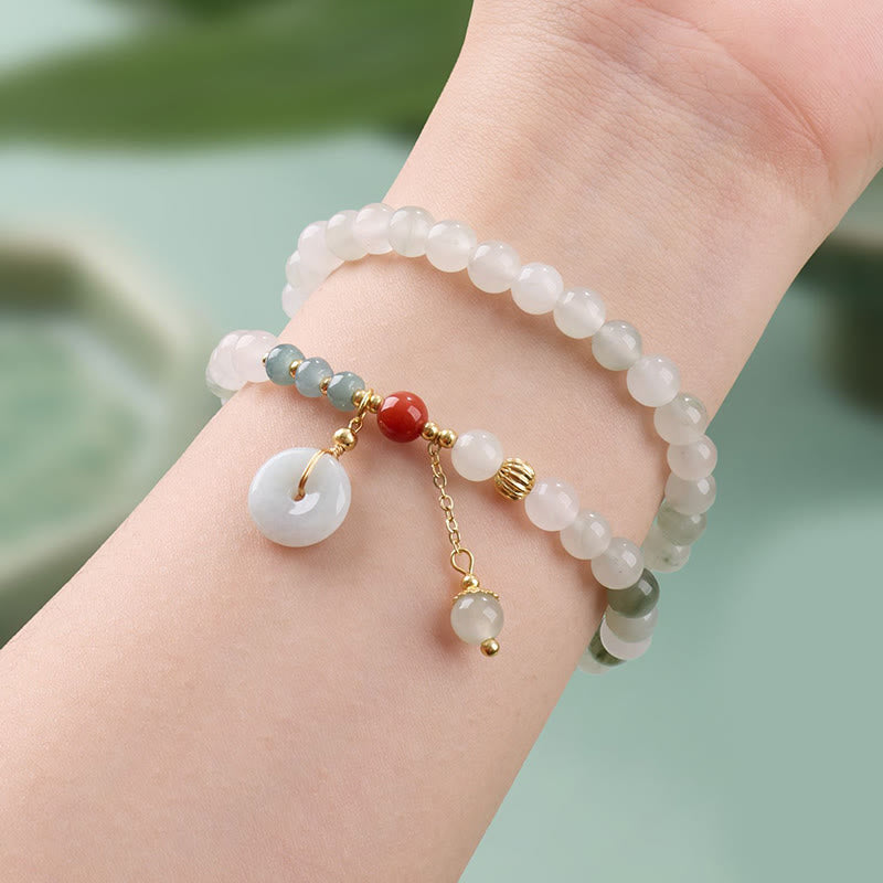 Nimara Ritual Jade Peace Buckle Luck Abundance Double Wrap Bracelet