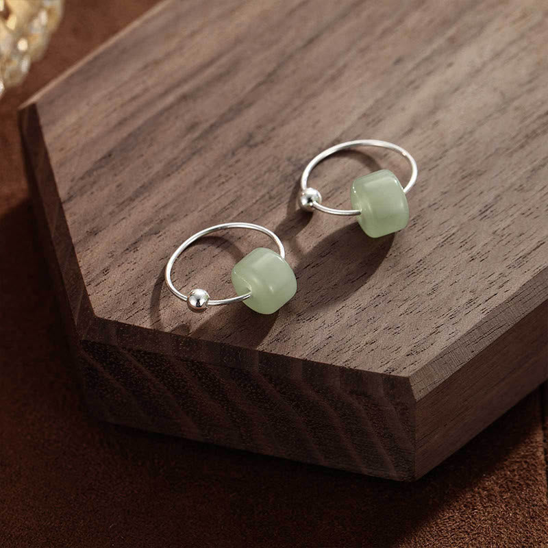 Nimara Ritual 925 Sterling Silver Hetian Jade Prosperity Earrings