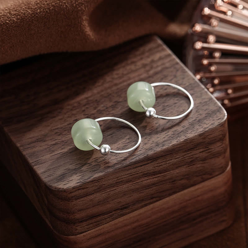 Nimara Ritual 925 Sterling Silver Hetian Jade Prosperity Earrings