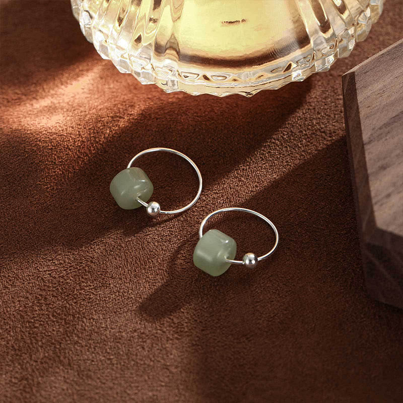 Nimara Ritual 925 Sterling Silver Hetian Jade Prosperity Earrings