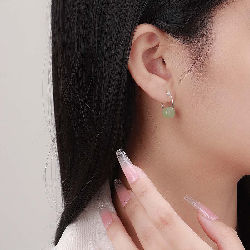 Nimara Ritual 925 Sterling Silver Hetian Jade Prosperity Earrings