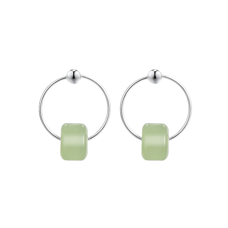 Nimara Ritual 925 Sterling Silver Hetian Jade Prosperity Earrings