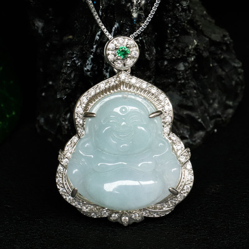 Nimara Ritual Jade Laughing Buddha Abundance Necklace Pendant