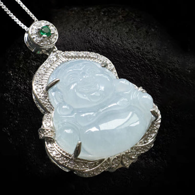 Nimara Ritual Jade Laughing Buddha Abundance Necklace Pendant
