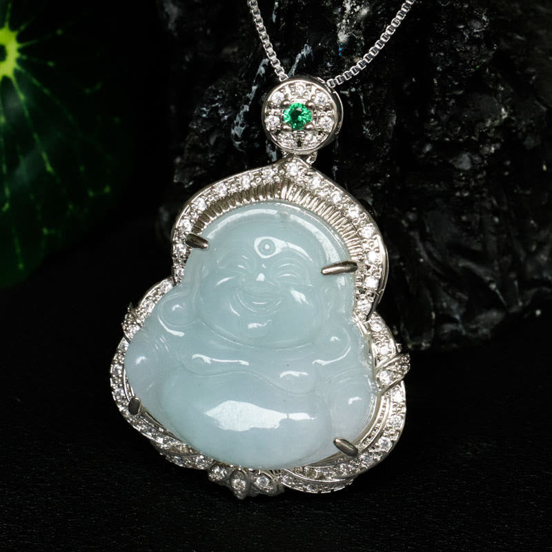 Nimara Ritual Jade Laughing Buddha Abundance Necklace Pendant