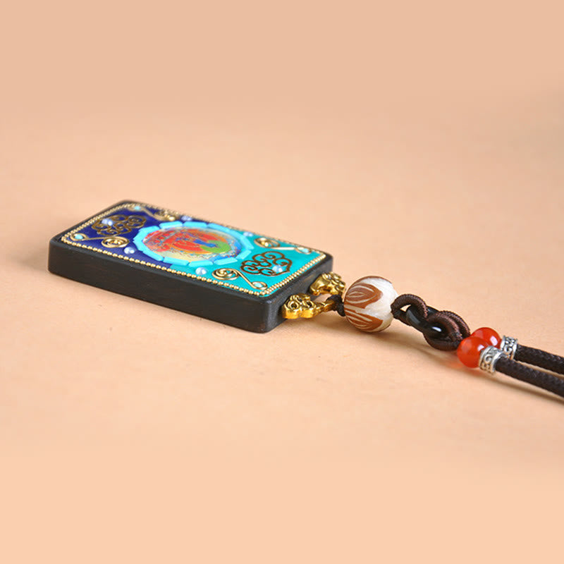 Nimara Ritual Medicine Buddha Ebony Wood Peace Necklace Pendant