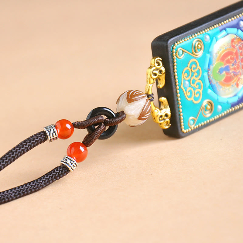 Nimara Ritual Medicine Buddha Ebony Wood Peace Necklace Pendant