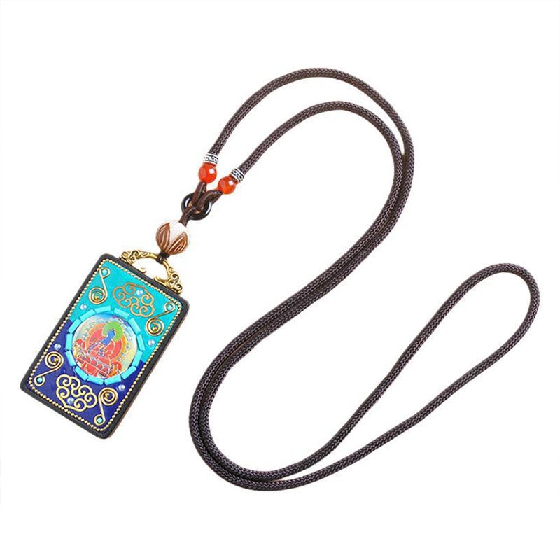Nimara Ritual Medicine Buddha Ebony Wood Peace Necklace Pendant