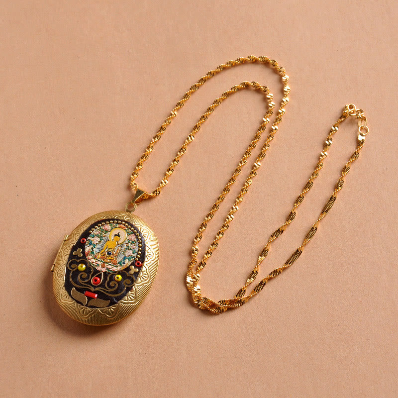 Nimara Ritual Copper Kwan Yin Avalokitesvara Zakiram Wealth Pendant Necklace