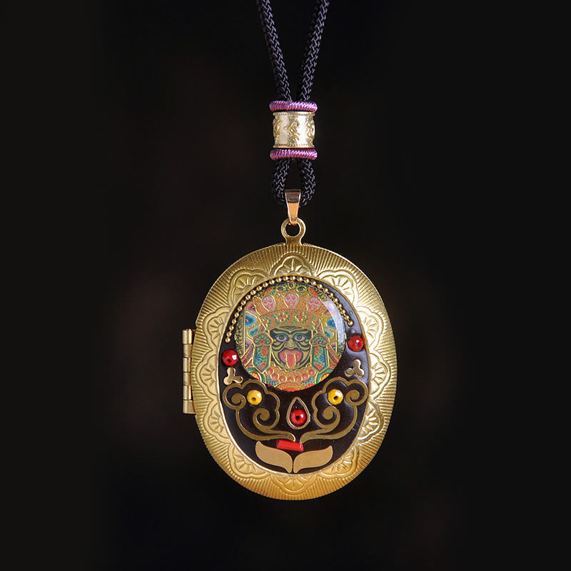 Nimara Ritual Copper Kwan Yin Avalokitesvara Zakiram Wealth Pendant Necklace