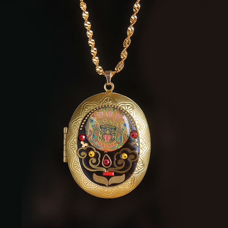 Nimara Ritual Copper Kwan Yin Avalokitesvara Zakiram Wealth Pendant Necklace
