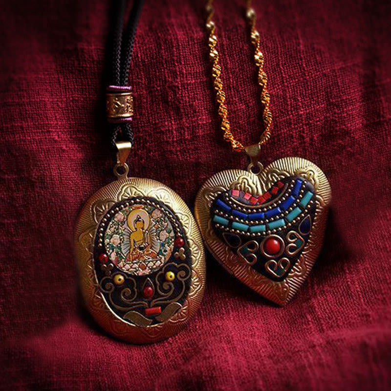Nimara Ritual Copper Kwan Yin Avalokitesvara Zakiram Wealth Pendant Necklace