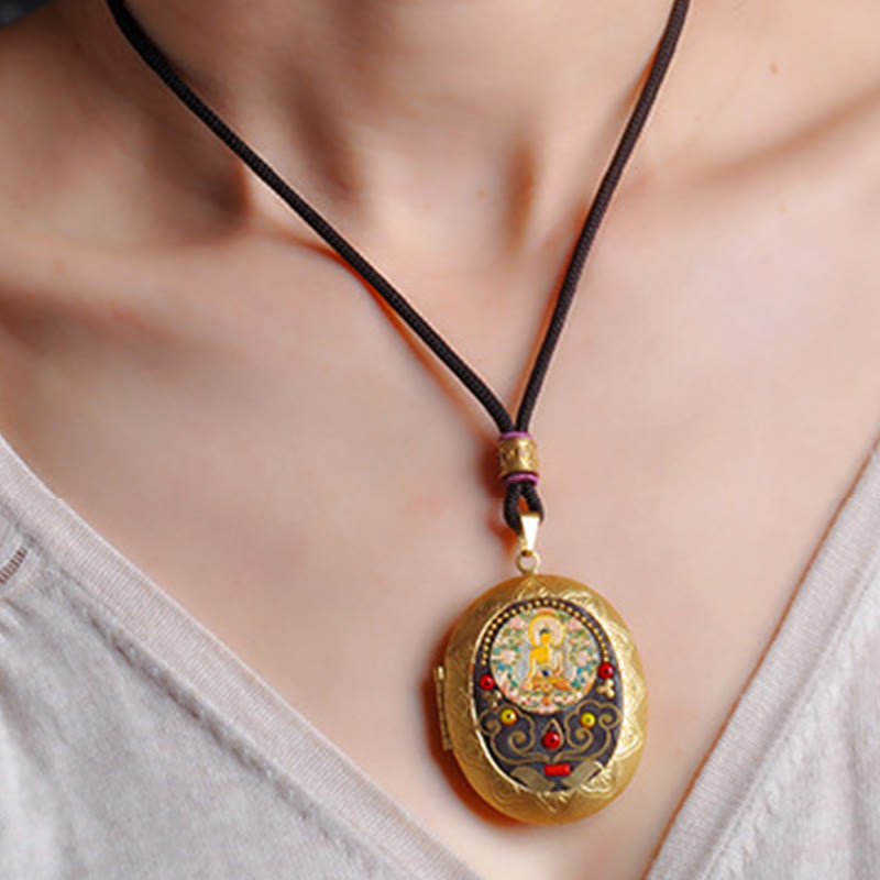 Nimara Ritual Copper Kwan Yin Avalokitesvara Zakiram Wealth Pendant Necklace