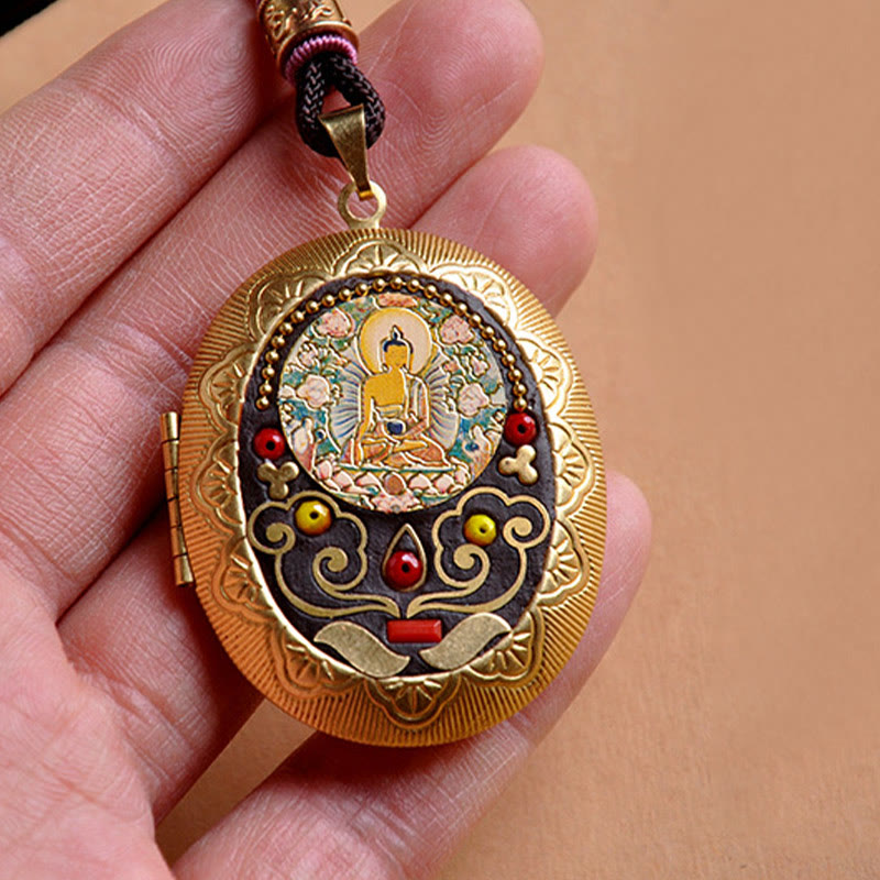 Nimara Ritual Copper Kwan Yin Avalokitesvara Zakiram Wealth Pendant Necklace
