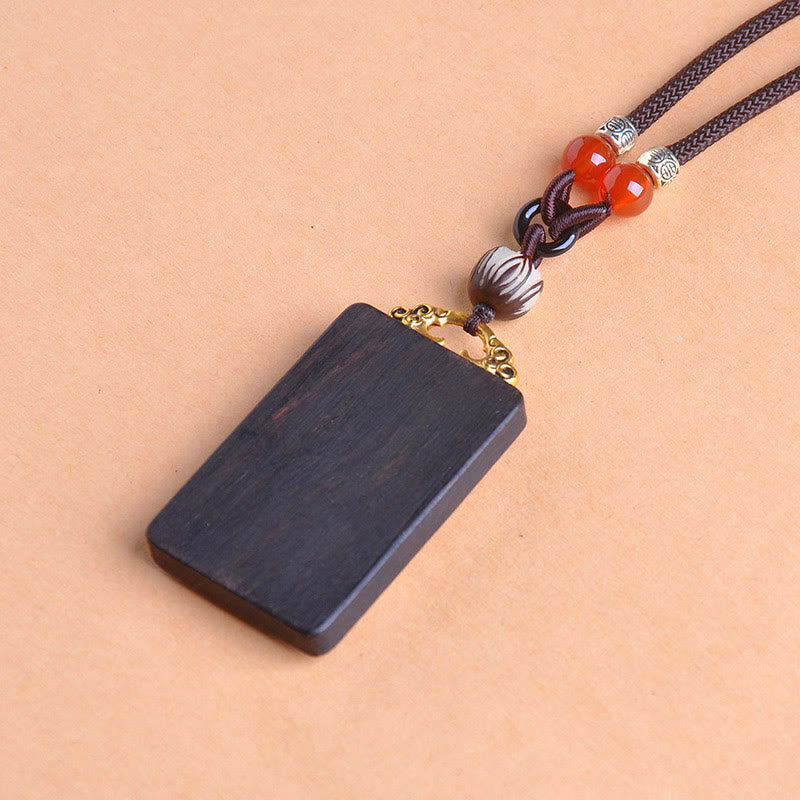 Nimara Ritual Thangka Yin Yang Copper Coins Ebony Wood Zakiram Balance Pendant Necklace