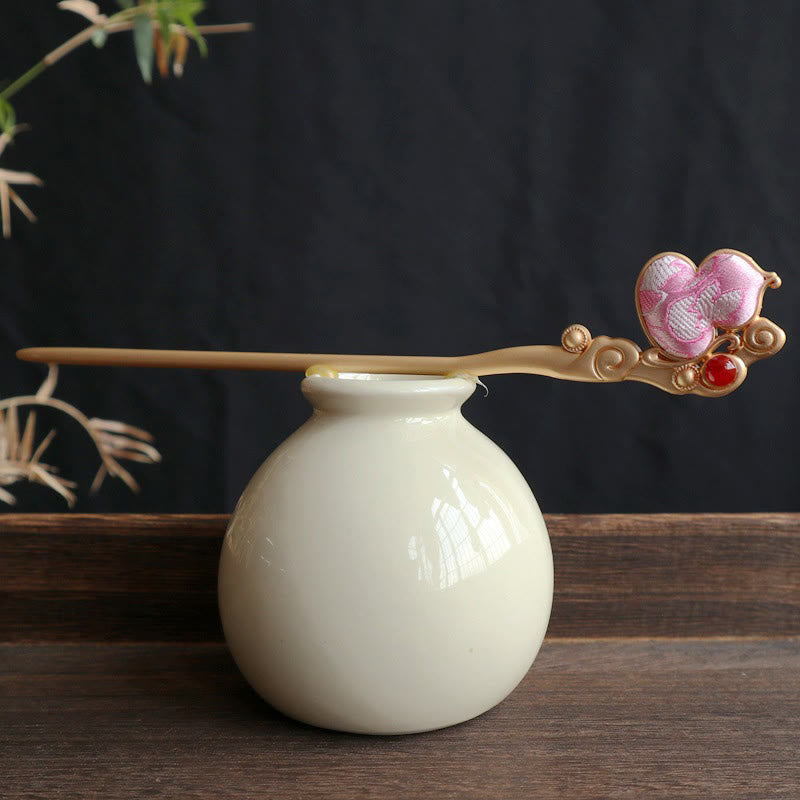 Nimara Ritual Gourd Red Agate Bead Calm Confidence Hairpin