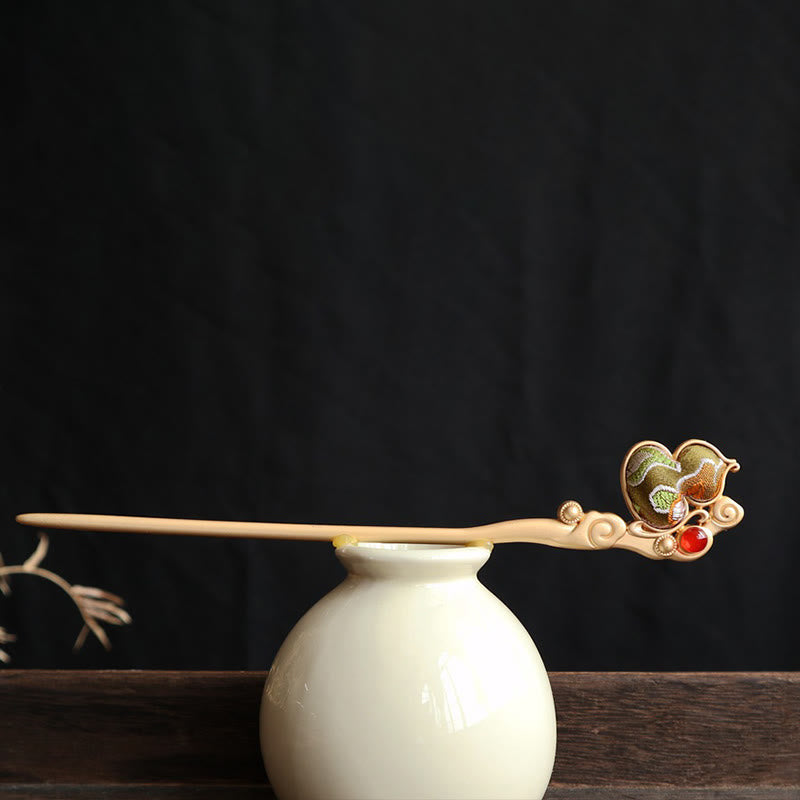 Nimara Ritual Gourd Red Agate Bead Calm Confidence Hairpin