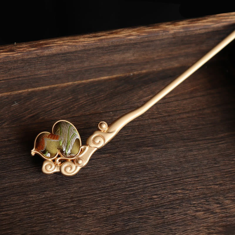 Nimara Ritual Gourd Red Agate Bead Calm Confidence Hairpin