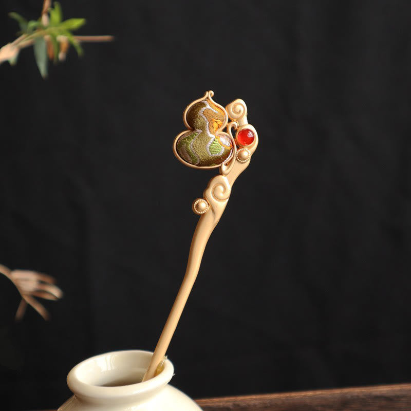 Nimara Ritual Gourd Red Agate Bead Calm Confidence Hairpin