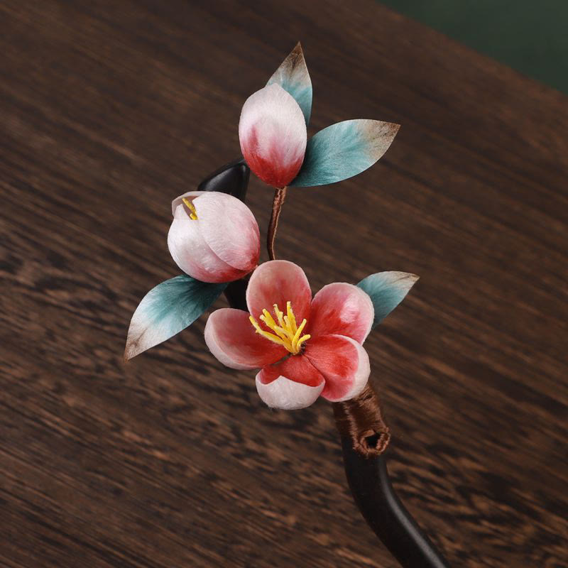 Nimara Ritual Ebony Wood Velvet Flower Calm Hairpin