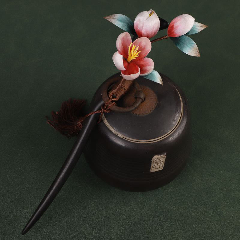 Nimara Ritual Ebony Wood Velvet Flower Calm Hairpin