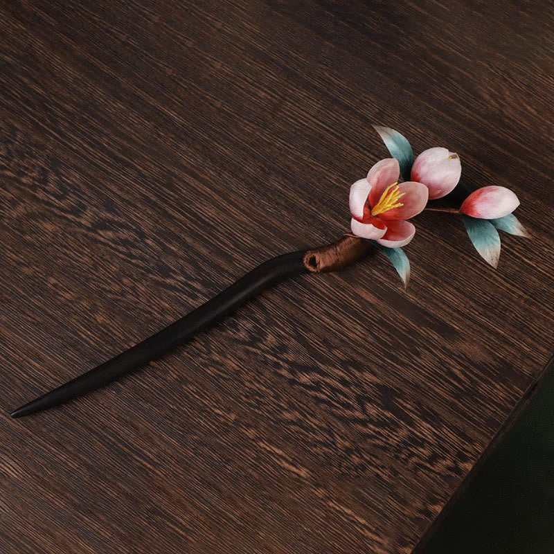Nimara Ritual Ebony Wood Velvet Flower Calm Hairpin