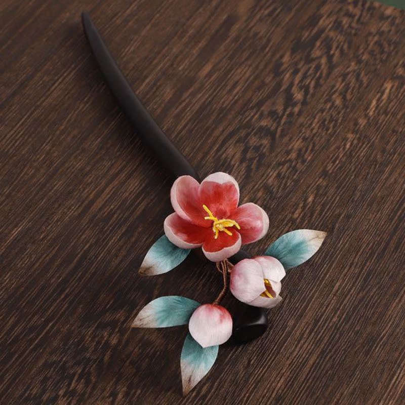 Nimara Ritual Ebony Wood Velvet Flower Calm Hairpin