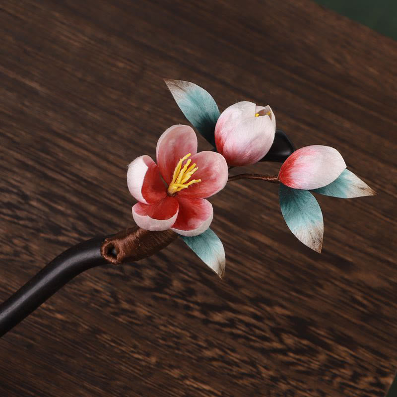 Nimara Ritual Ebony Wood Velvet Flower Calm Hairpin